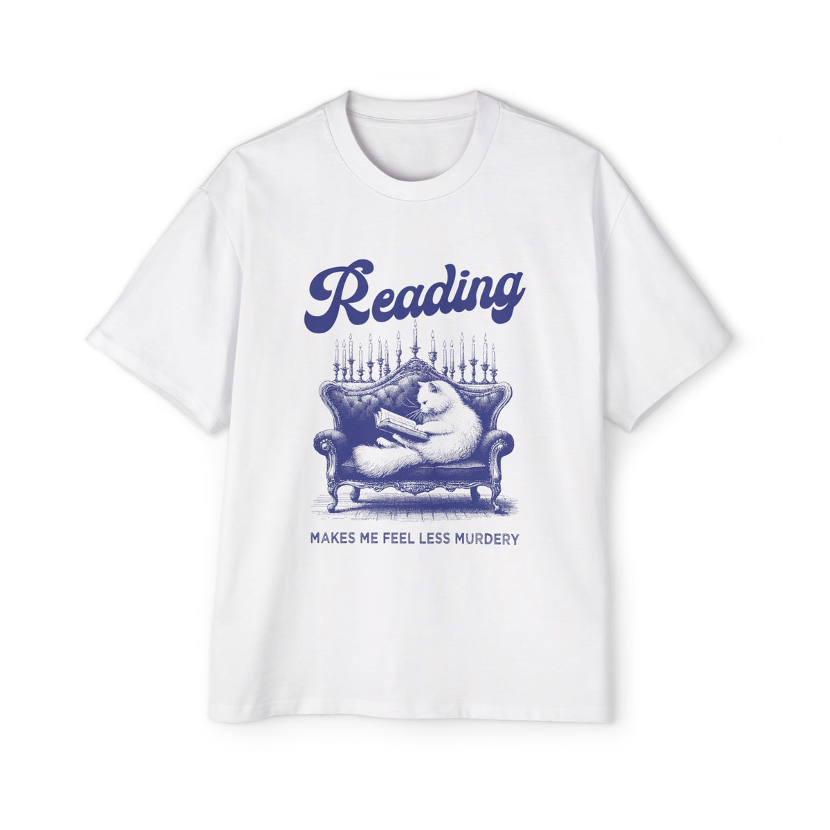 Cat Reading Book Graphic Tee-INNBLAC Fashion Apparel