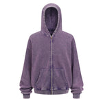 Double Yarn Vintage Washed Zippered Comfort Hoodie