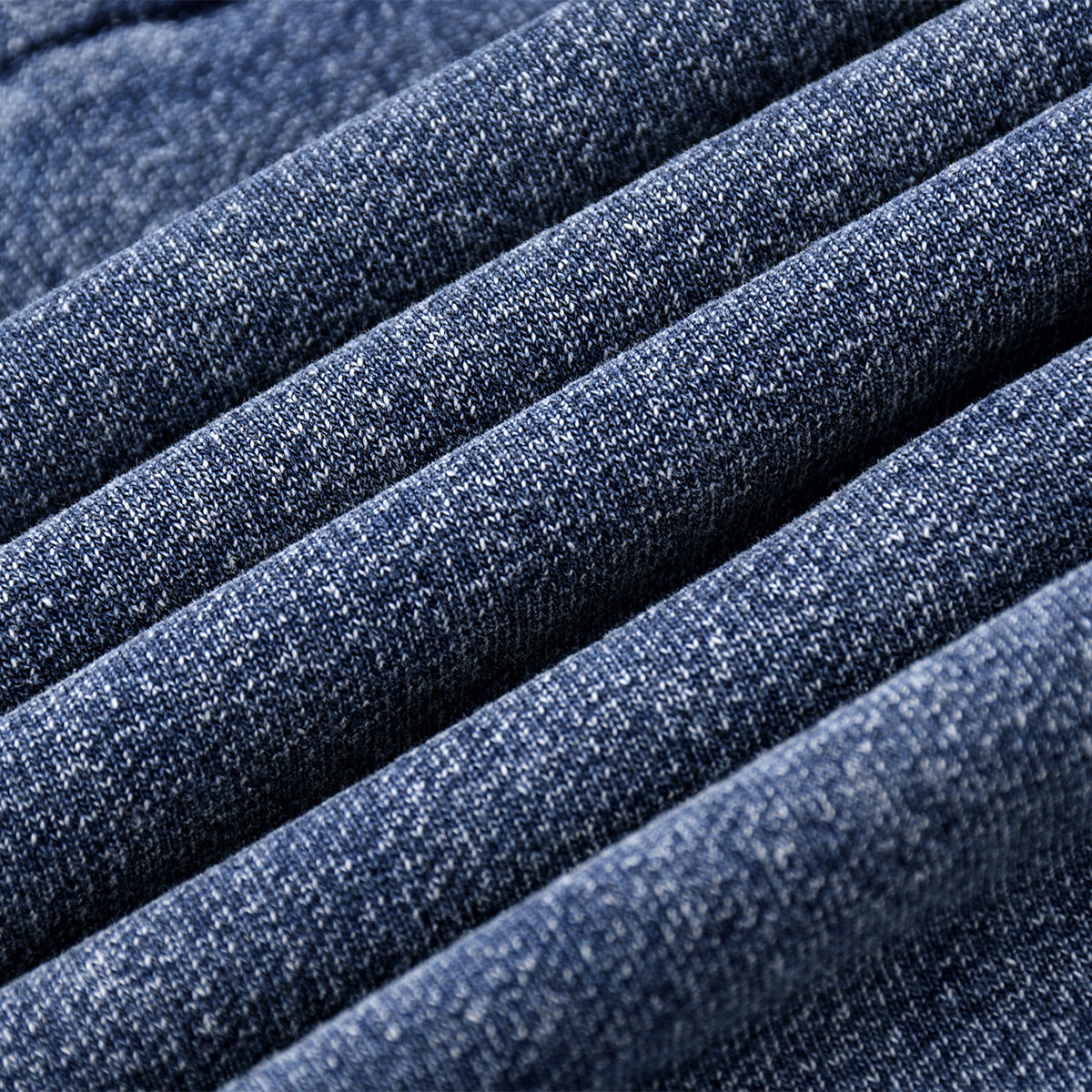 Knit Denim Kangaroo Pocket Hoodie