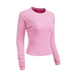 Crew-Neck Long Sleeve Ribbed Top