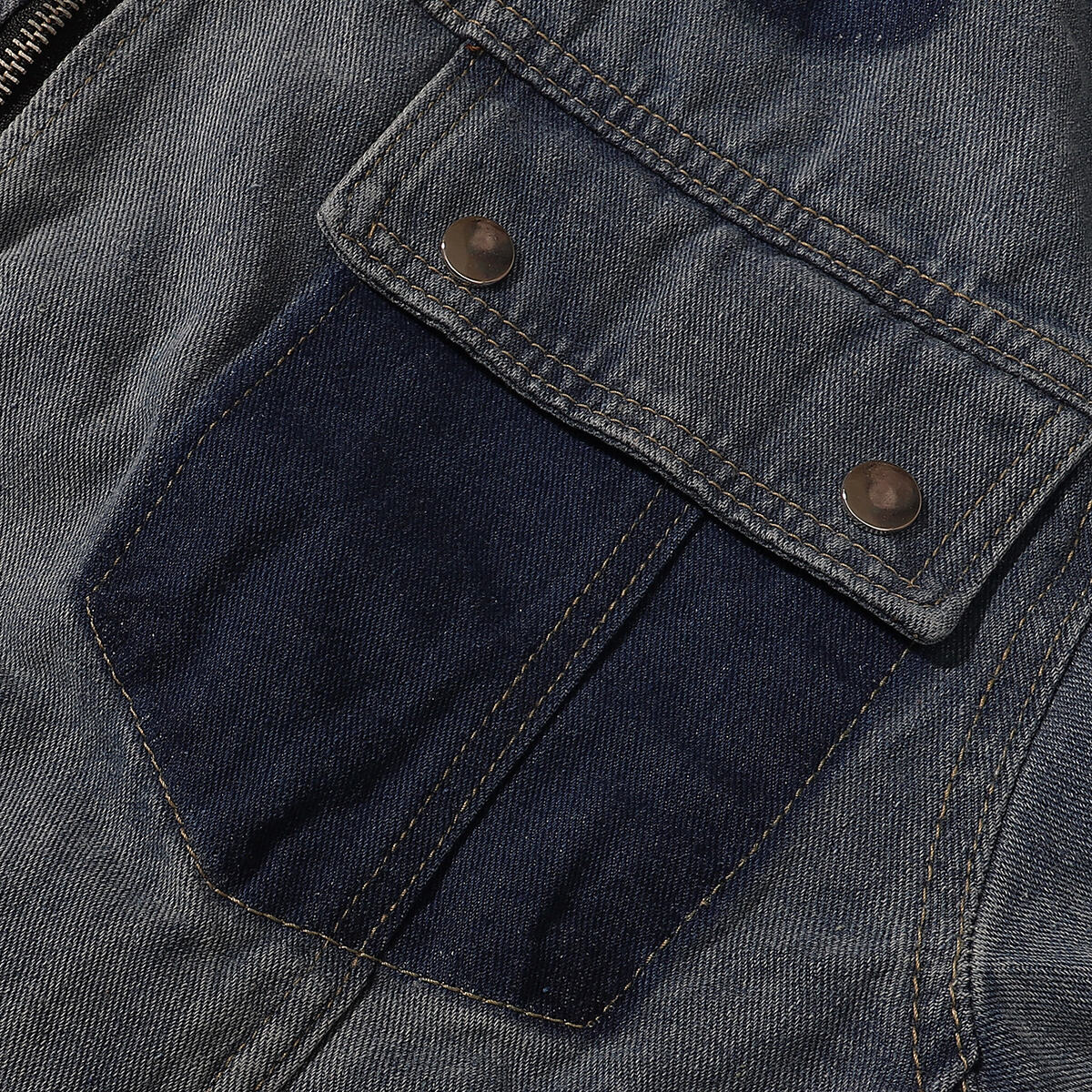 Zip-Up Washed Denim Jacket