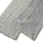 Muddy-Wash Faded Panel-Stitch Jeans