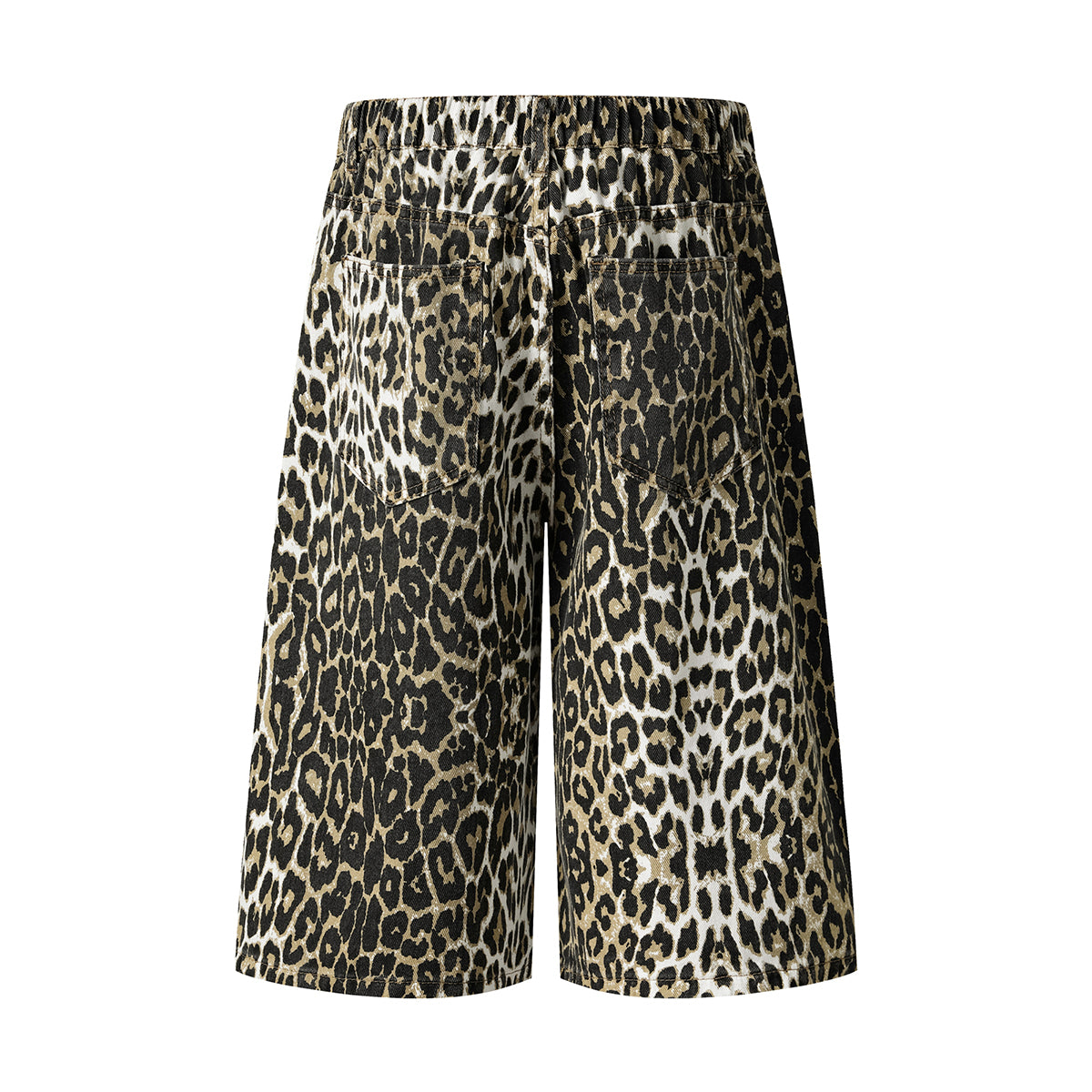 Straight Leg Leopard Bermuda Cotton Shorts
