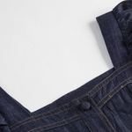 Puff Sleeve Square Neck Denim Midi Dress