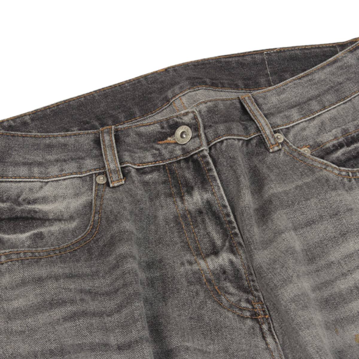 Vintage Washed Distressed Wide Leg Straight Denim Pants