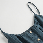 Spaghetti Strap Tiered Denim Midi Dress