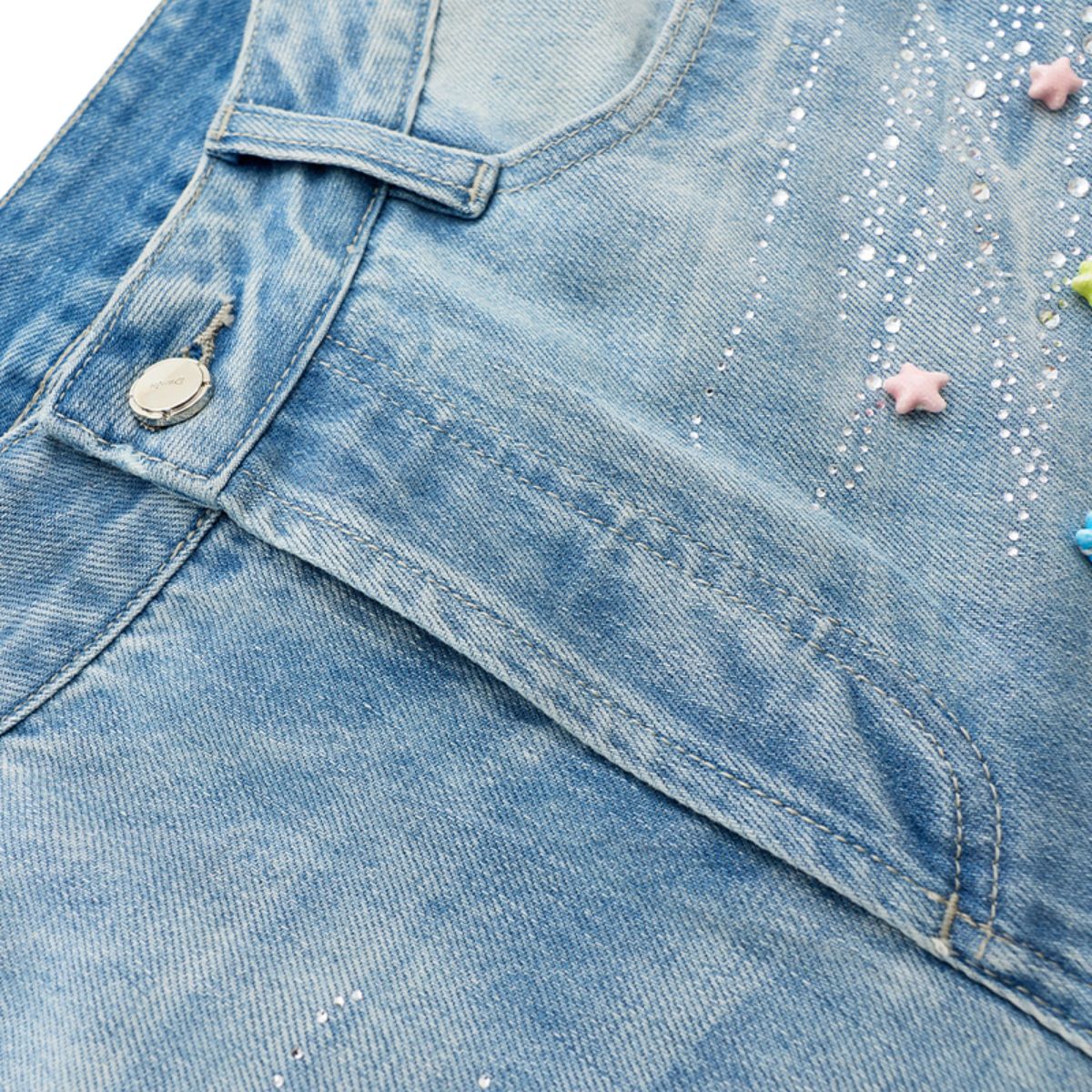 Vintage Star Embellished Wide Leg Jeans