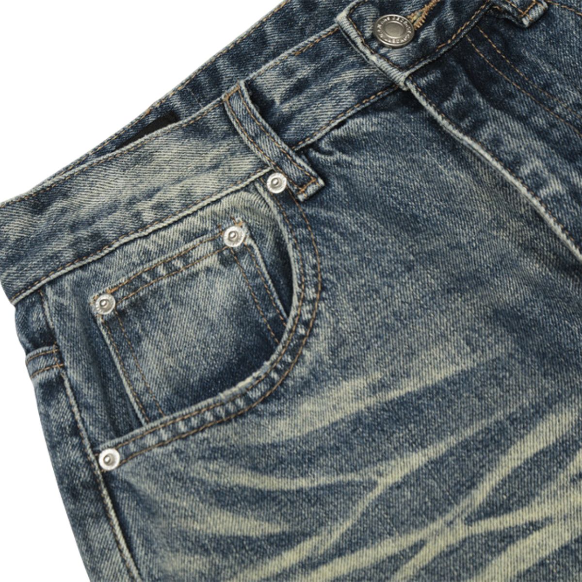 Men's Distressed Gradient Washed Denim Pants Loose Punk Street