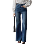 Risen Women's High Rise Washed Flare Jeans