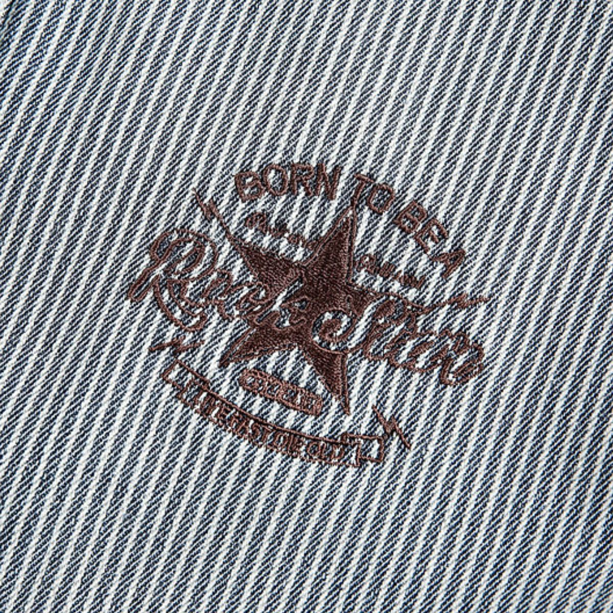 American Striped College Style Embroidered Denim Jacket