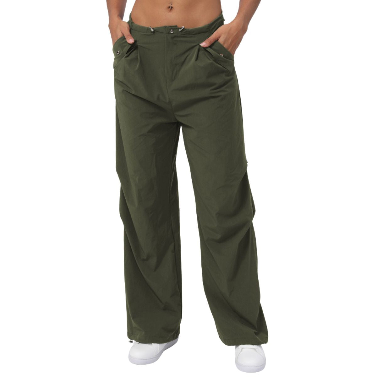 Relaxed-Fit Pleated Parachute Pants
