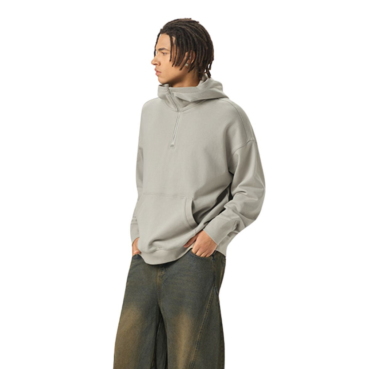 Heavyweight Half Zip-Up Oversized Hoodie