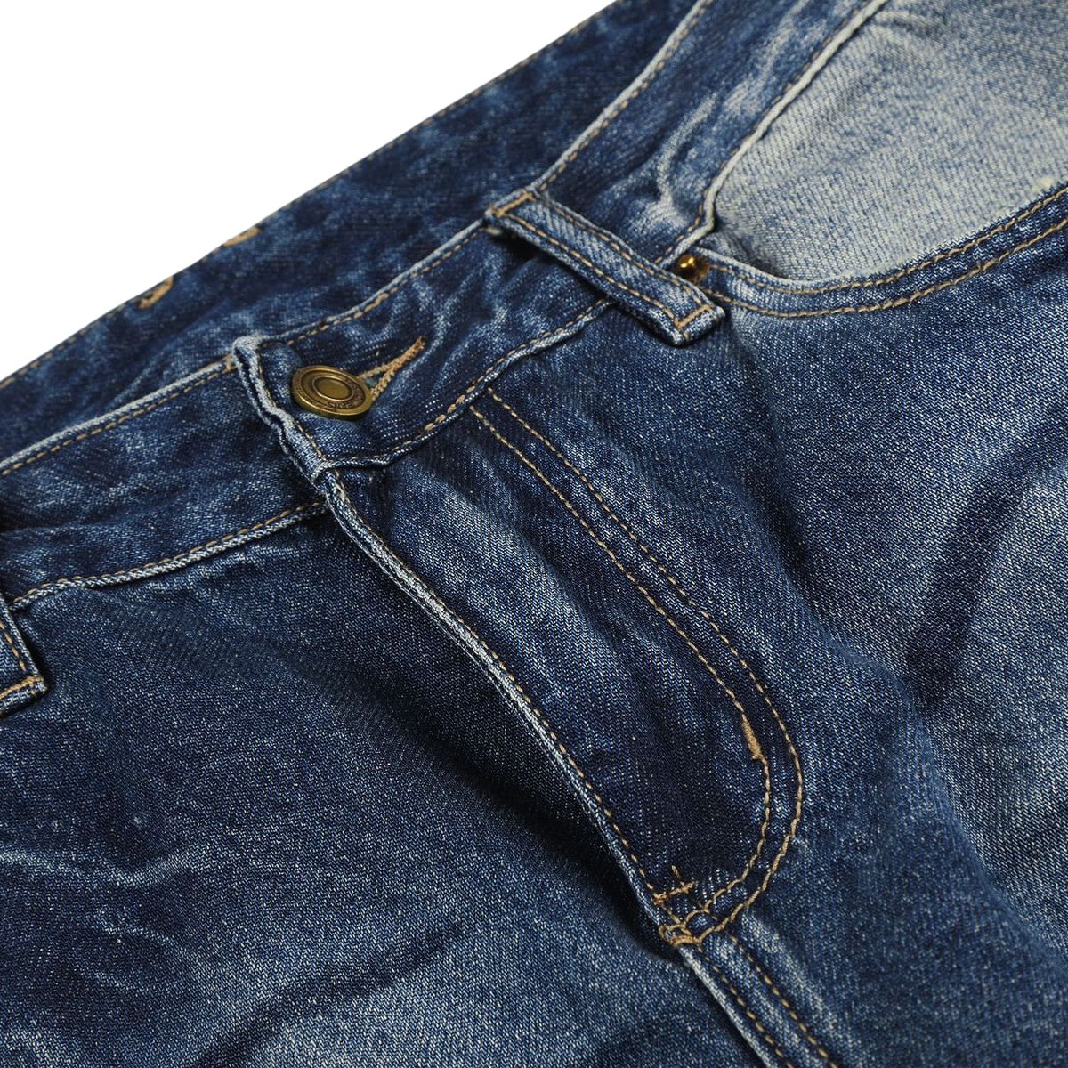 Washed Blue Distressed Micro Flare Vintage Denim Jeans