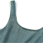 Square Neckline Sleeveless Denim Midi Dress