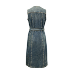 Utility Pockets Sleeveless Belted Denim Dress