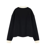 Women's Heavyweight Washed Color Block Collared Long Sleeve Sweatshirt