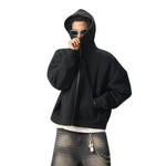 Full Zip-Up Boxy Fit Fleece Hoodie