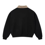 Quiet Luxury Old Money Color‑Contrast Plaid Half‑Zip Polo Sweatshirt