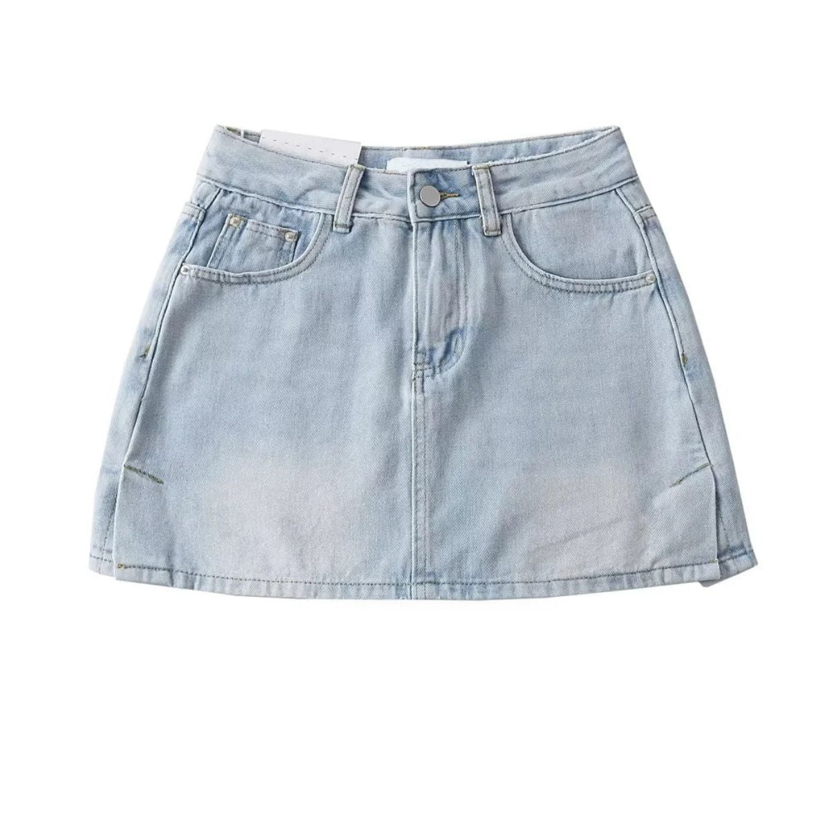 Washed Whisker Denim Mini Skort