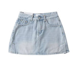 Washed Whisker Denim Mini Skort