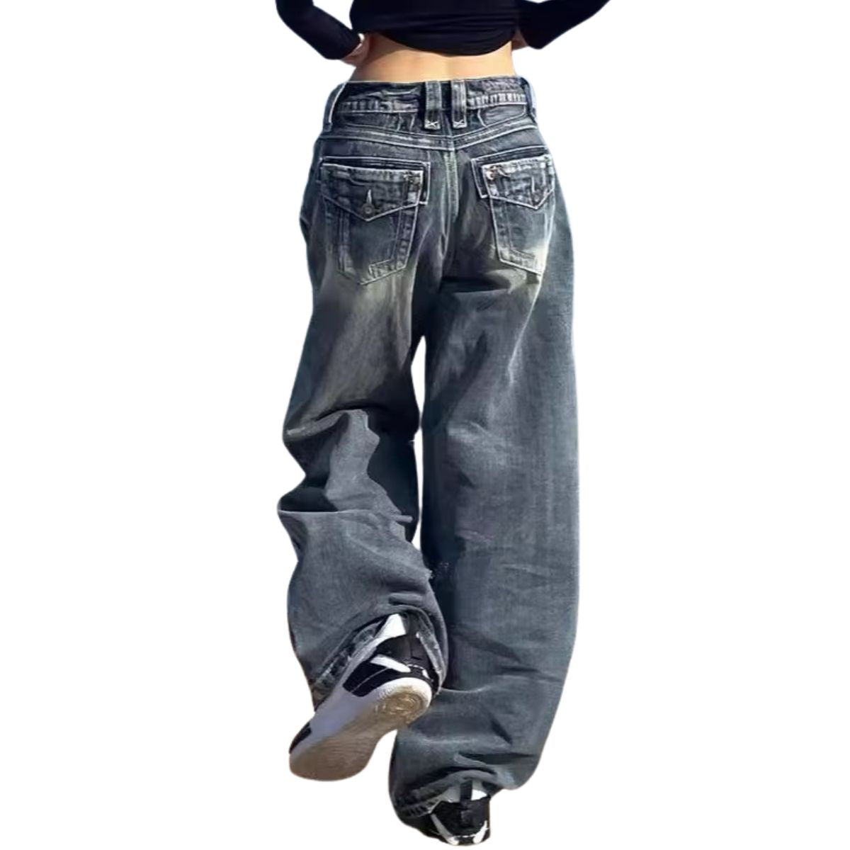 Risen Jeans Y2K High-Rise Wide-Leg Washed Jeans