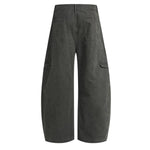 Pantalones de algodón con pierna ancha y color liso