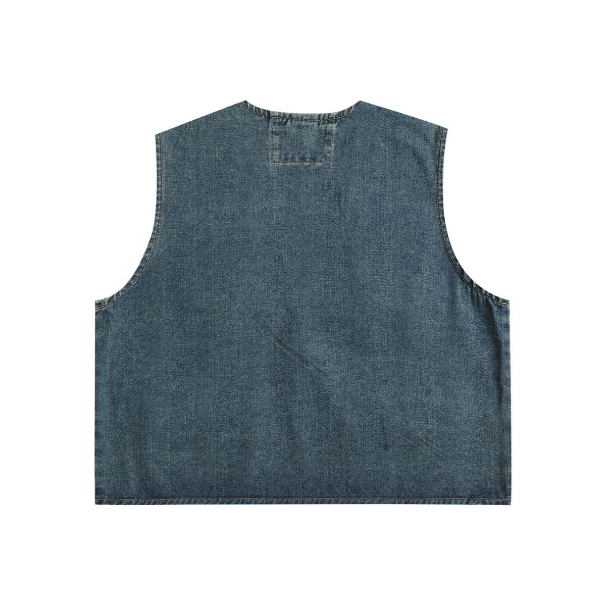 Relaxed Cropped Denim Tactical Vest