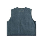 Relaxed Cropped Denim Tactical Vest