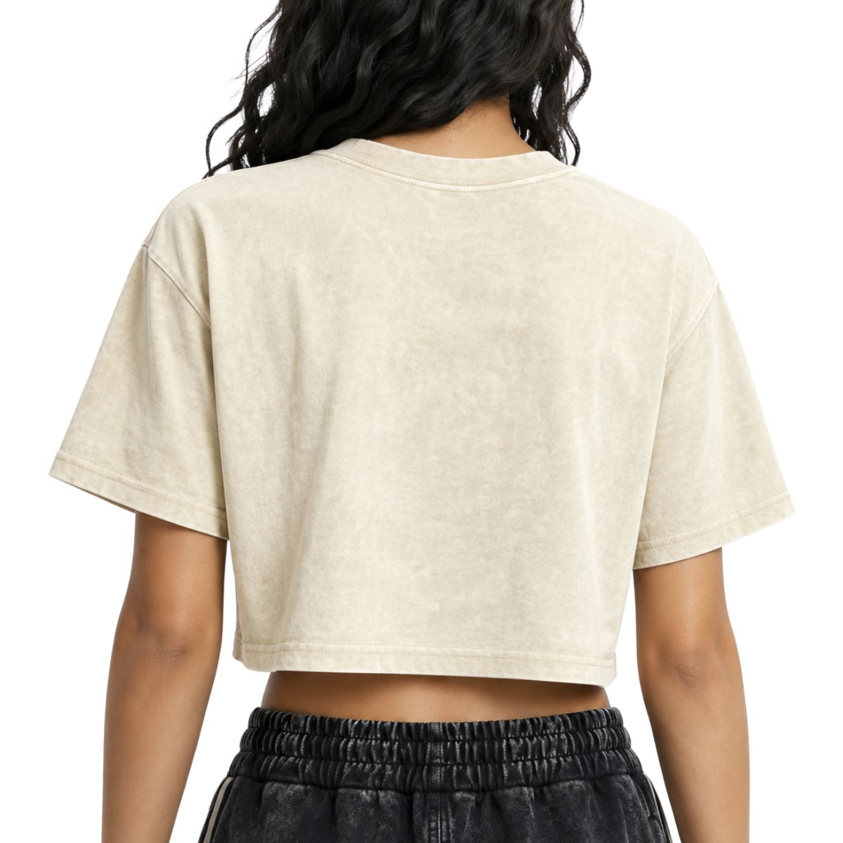 Women's Loose Fit Acid Wash Cropped Short Sleeve T-Shirt