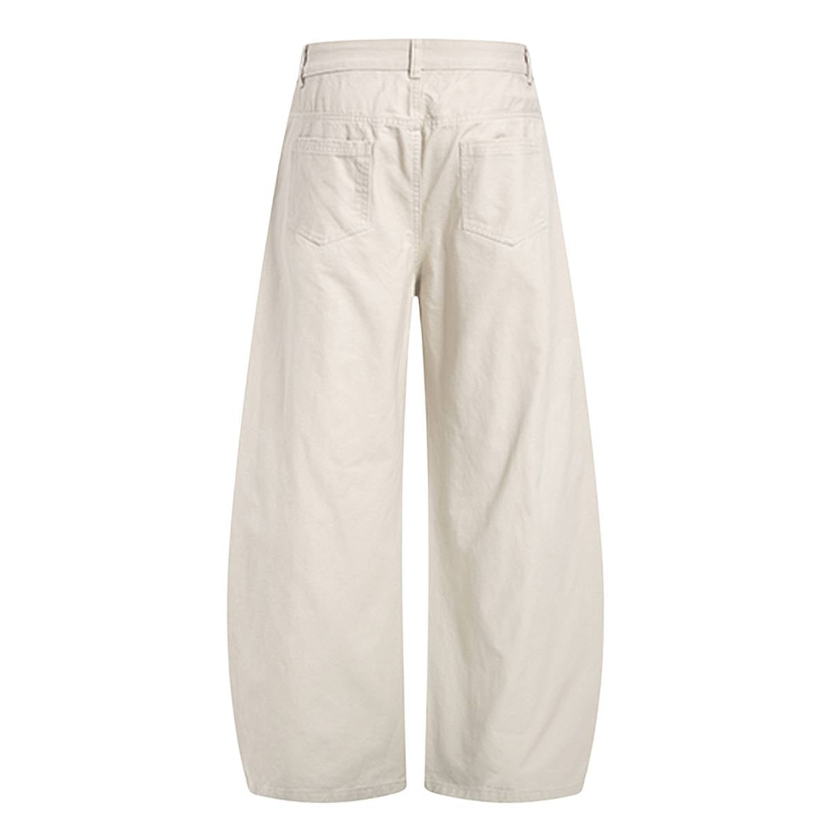 Pantalones de algodón con pierna ancha y color liso