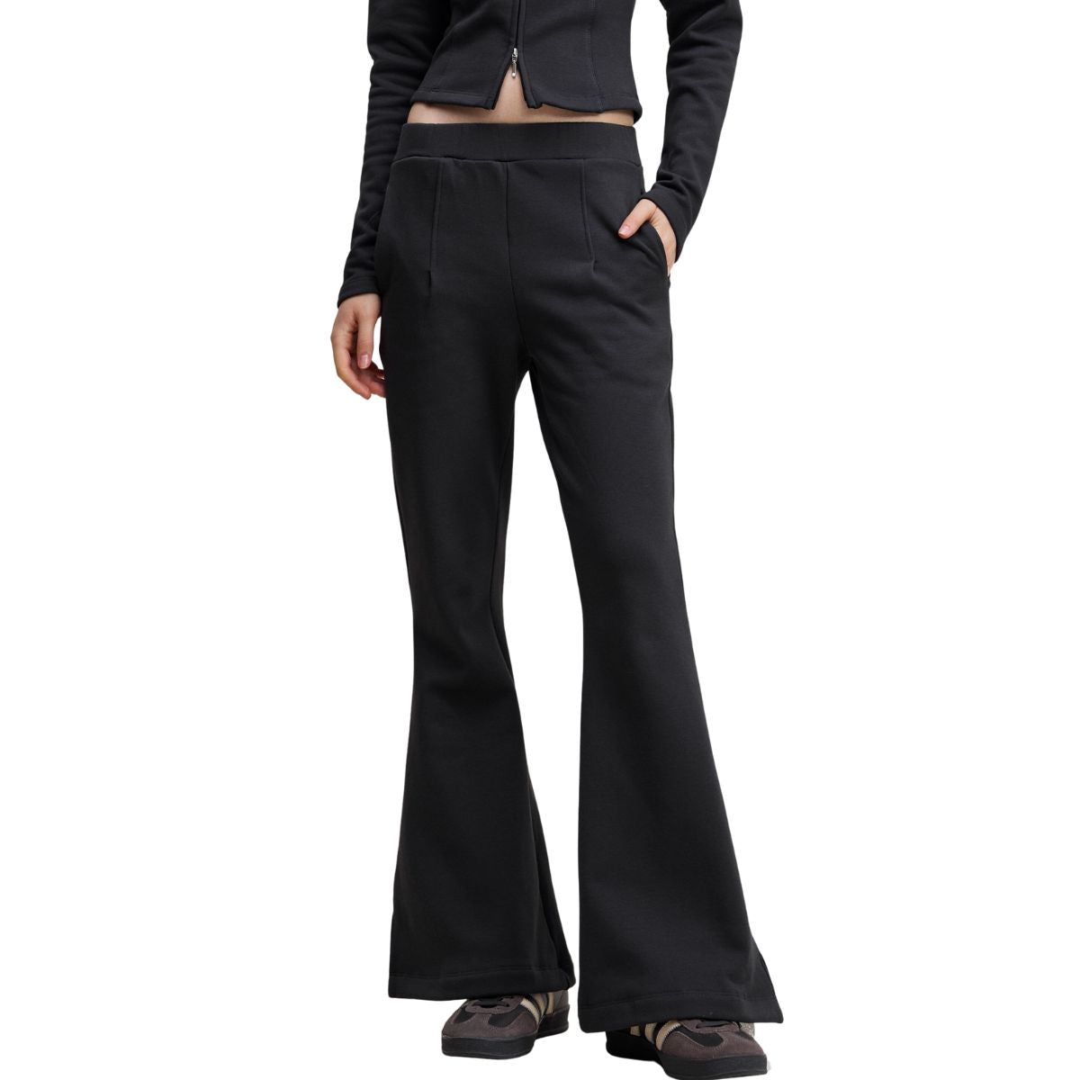 Women's Pleated Flared Plush Trousers