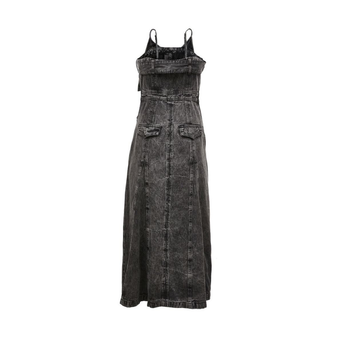 Women's Grommet Washed Denim Midi Dress