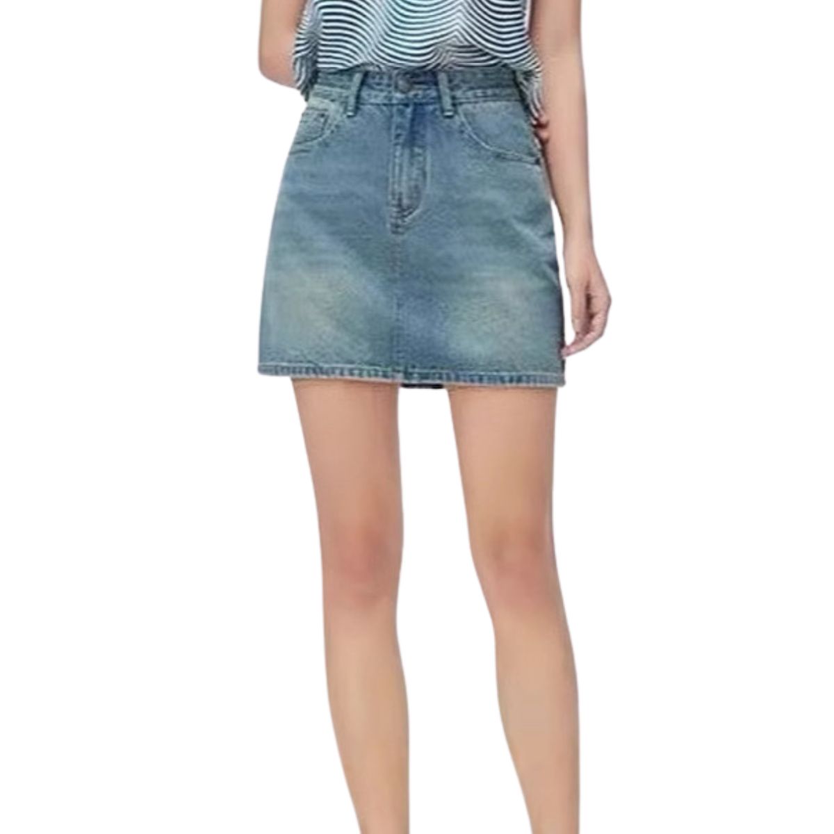Women's Distressed Denim Mini Skirt