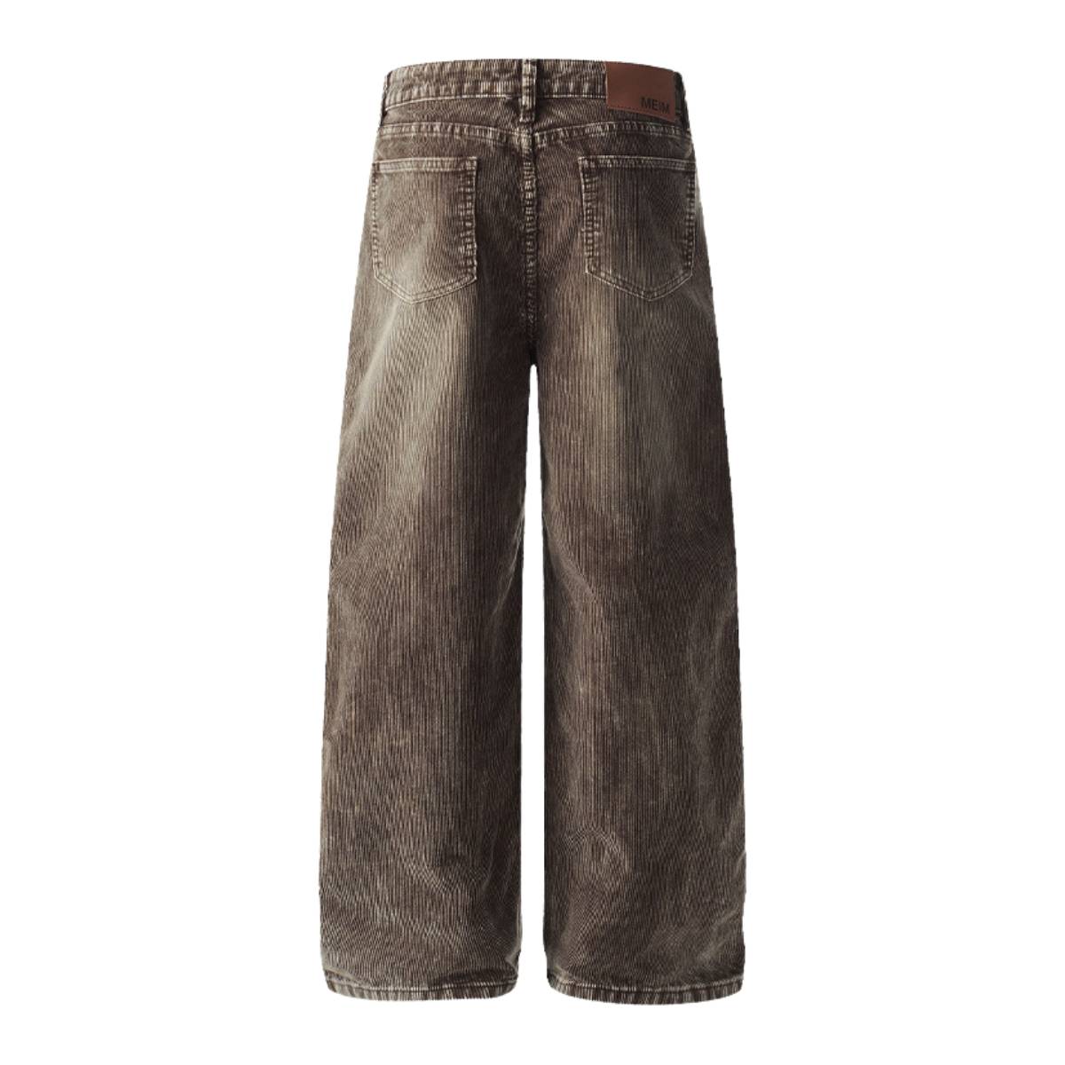 Retro Washed Corduroy Baggy Straight-Leg Pants