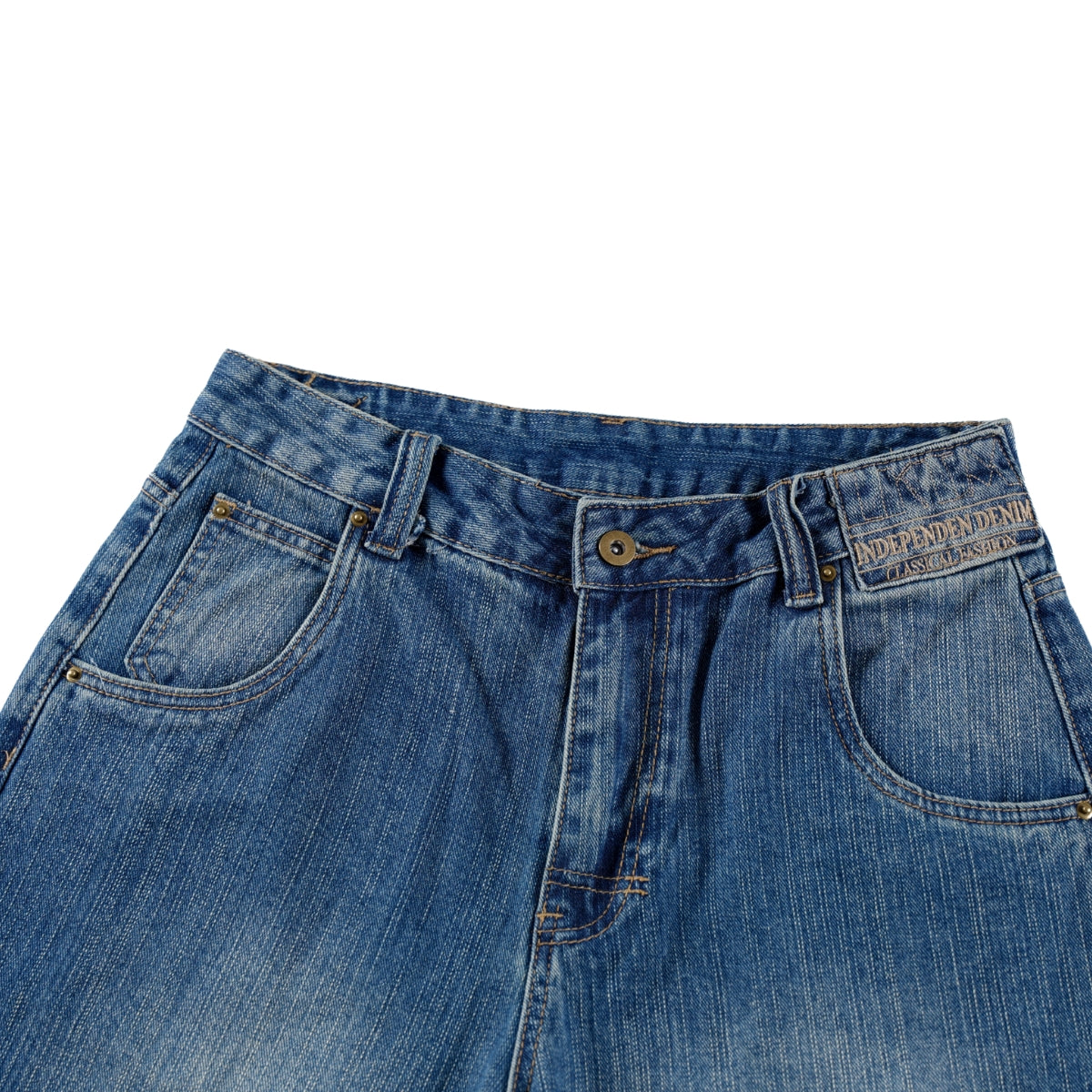 Retro Washed Denim Wide-Leg Bermuda Short