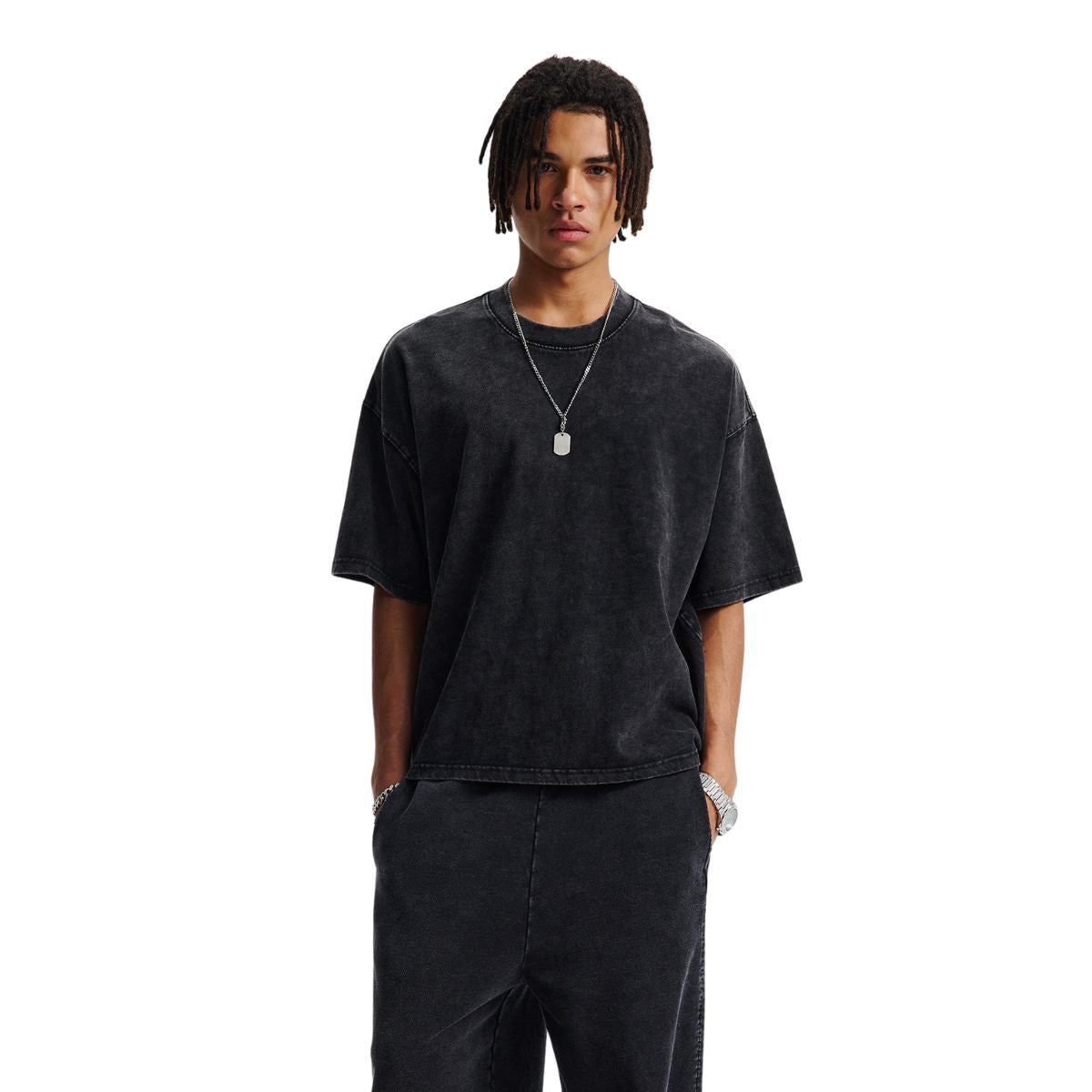 Camiseta vintage lavada, cuadrada y pesada, 8.25 oz