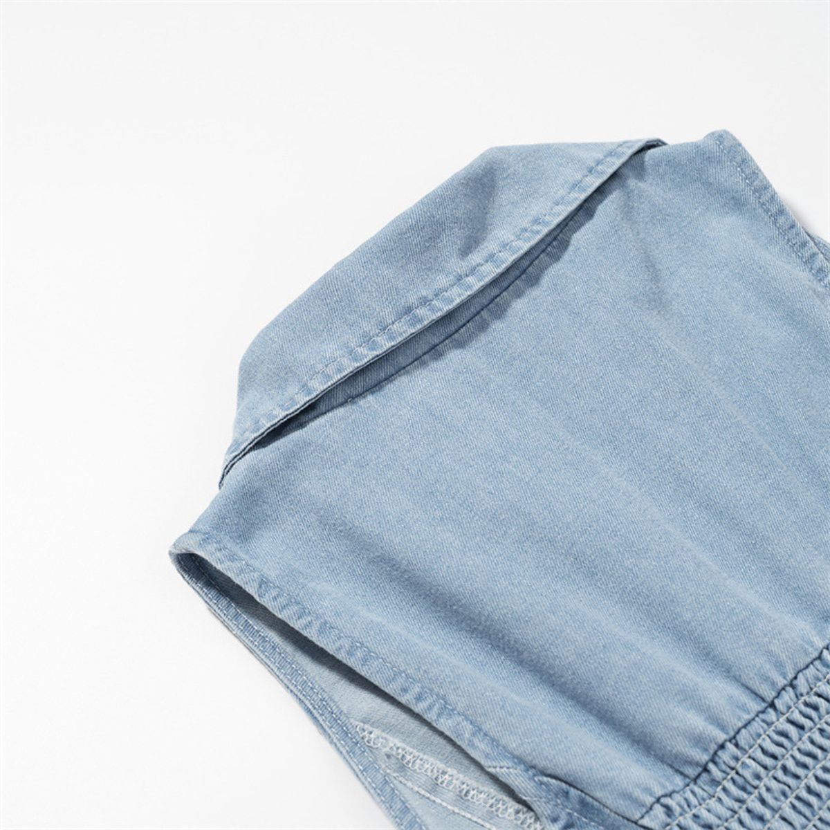 Light Blue Button-Front Denim Maxi Dress