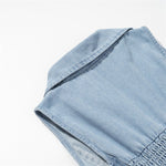 Light Blue Button-Front Denim Maxi Dress