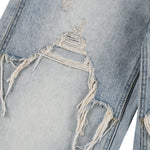 High Street Baggy Wide Leg Distressed Patchwork Denim Jeans