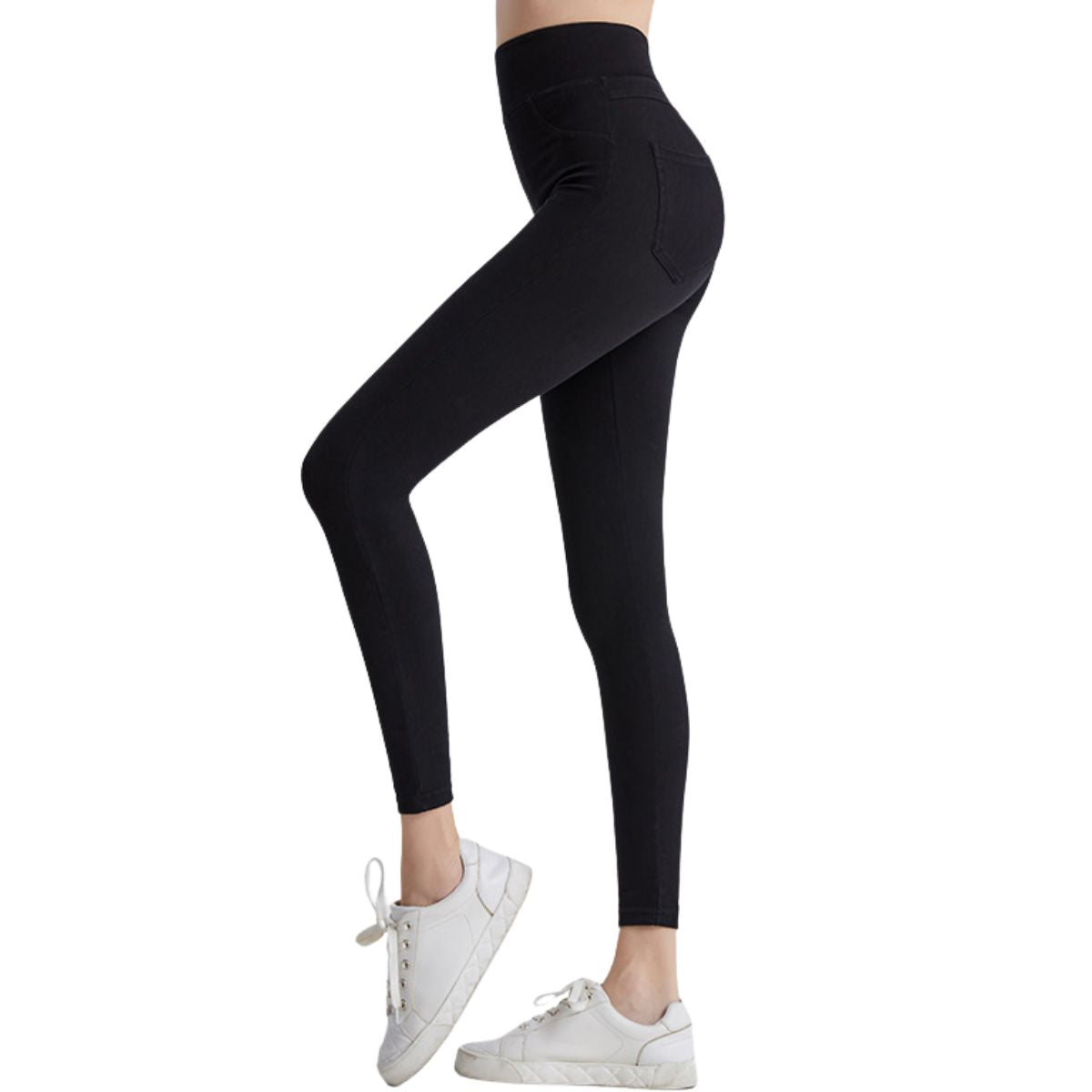 High Waisted Washed Denim Capri Leggings