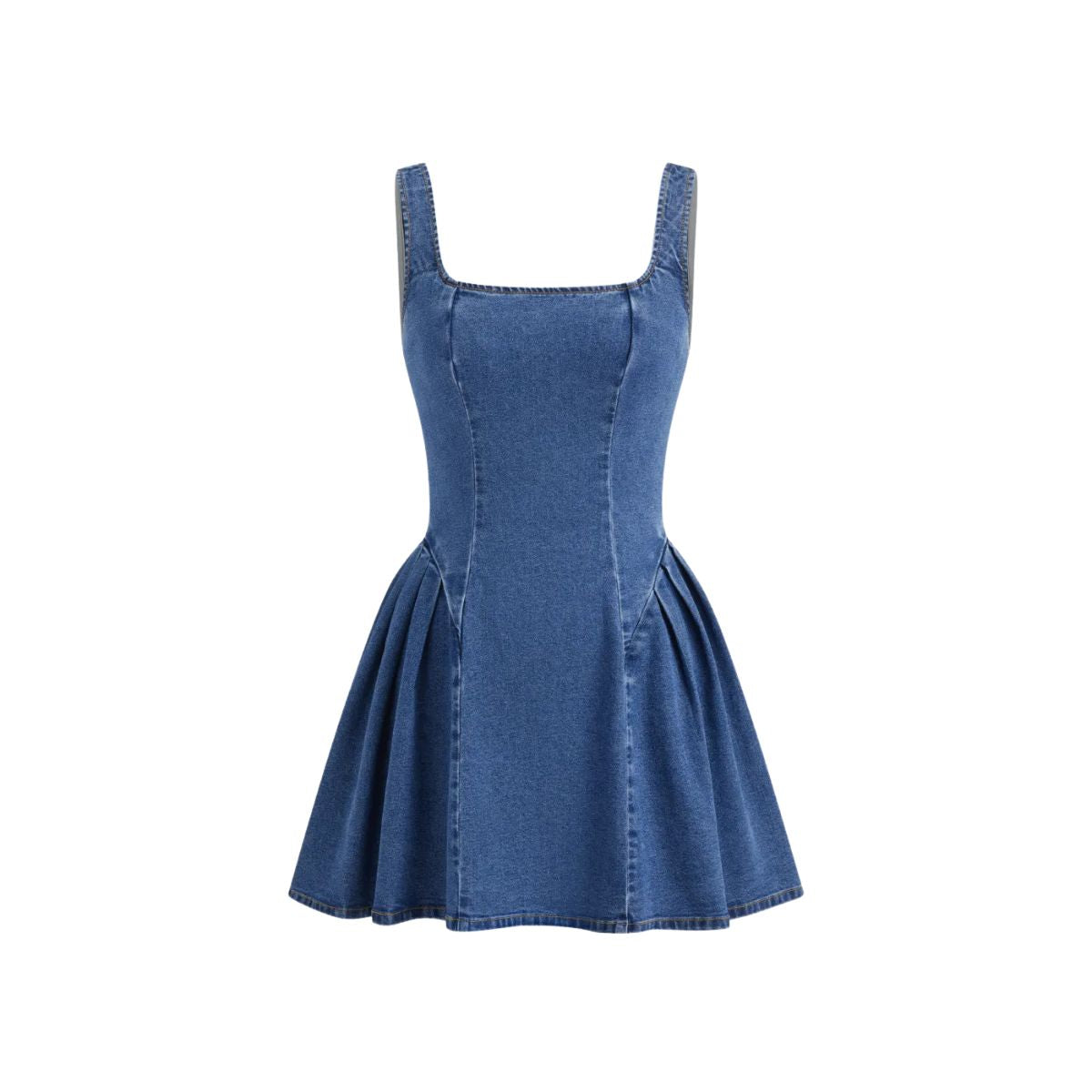 Falda vaquera con bordado de perlas y lavado vintage