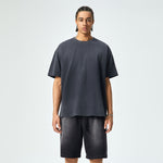 Camiseta holgada lavada y descolorida de peso pesado de 9 oz