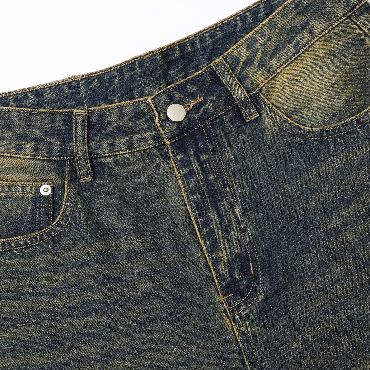 Mud Dyeing Wash Denim Ripped Jeans-INNBLAC Fashion Apparel