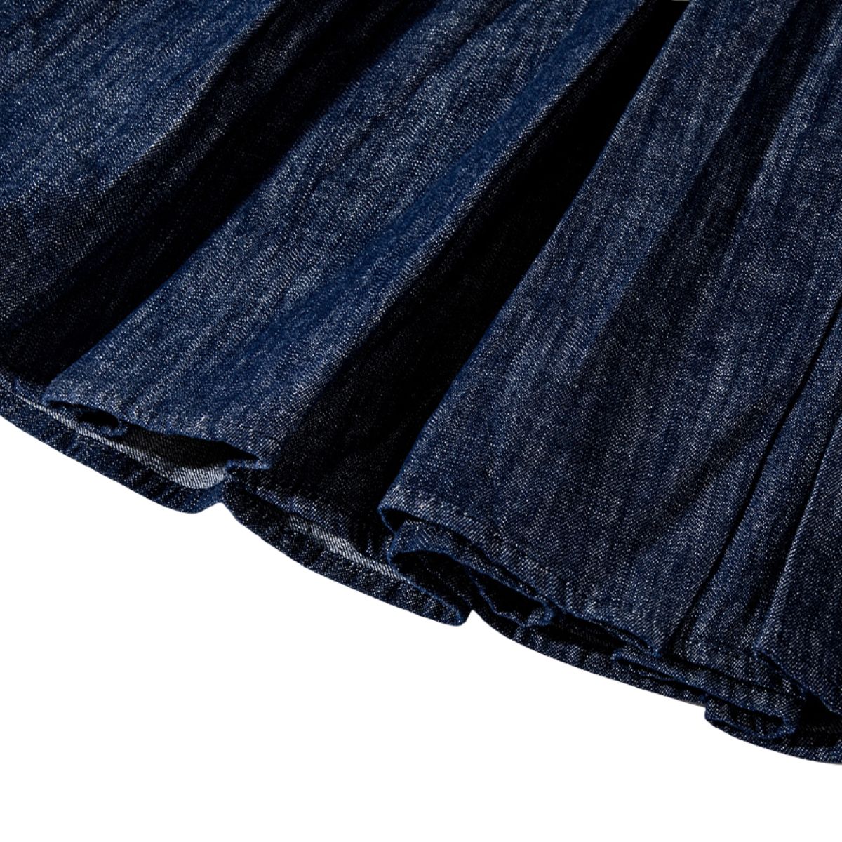Denim Sleeveless Button-Front Pleated Dress