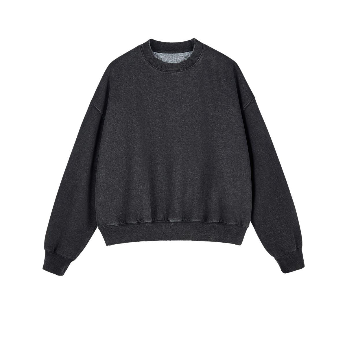 Boxy Fit WashedDistressed Fleece Sweatshirt