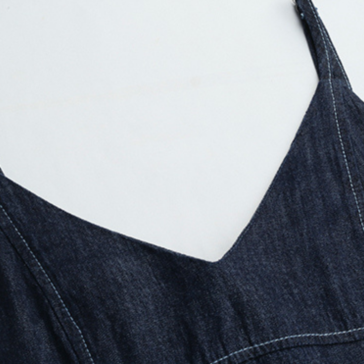 Dark Blue Denim Spaghetti Strap Midi Dress