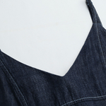 Dark Blue Denim Spaghetti Strap Midi Dress