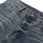 Washed Distressed Wide Leg Straight Denim Jeans