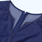 Cap-Sleeve Belted Denim Maxi Dress