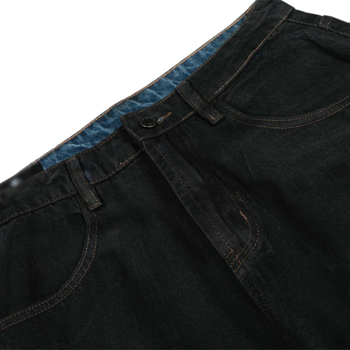 Men's Distressed Washed Denim Curved Pants Loose Wide Leg Street